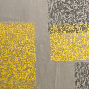 MANTEL GRIS Y AMARILLO